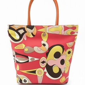 Emilio Pucci Vintage Canvas Abstract Tote (Early 2000s)